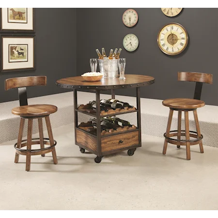 3 Piece Pub Table and Klismo Stool Set